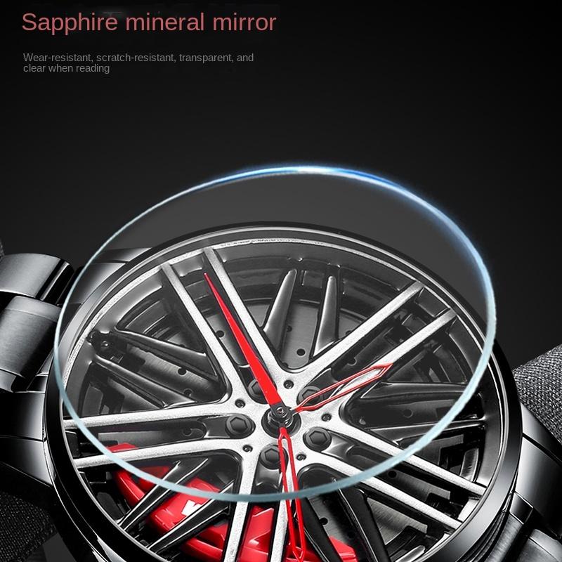 SVJ Genuine Car Wheel Hub Men's Watch Three-dimensional Brake Hollow Personality Dial Sports Car Modified Black Technology Waterproof