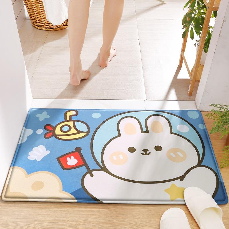 Rabbit Welcome Mat for Front Door Outdoor Entry Print Doormat Non Slip Kitchen Bedroom Footpad Home Indoor Decor Funny Kid Rug