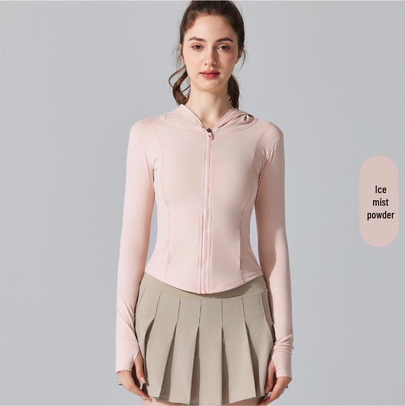 

Women s Slim Fit Sporty Hooded Sun Protection Jacket: Ice Silk, Breathable, Anti-UV for Outdoor Fitness and Yoga Medium