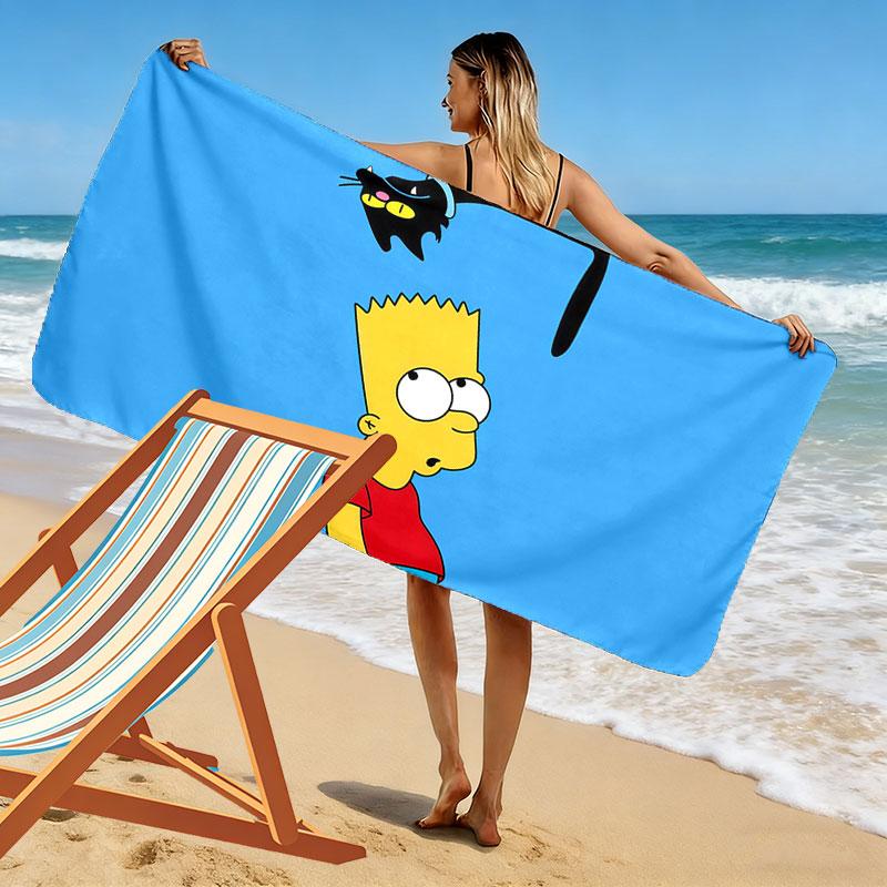 Bart Simpson The Simpsons Print Beach Towel, Large Soft Quick Dry Towel for Beach Camping Swimming
