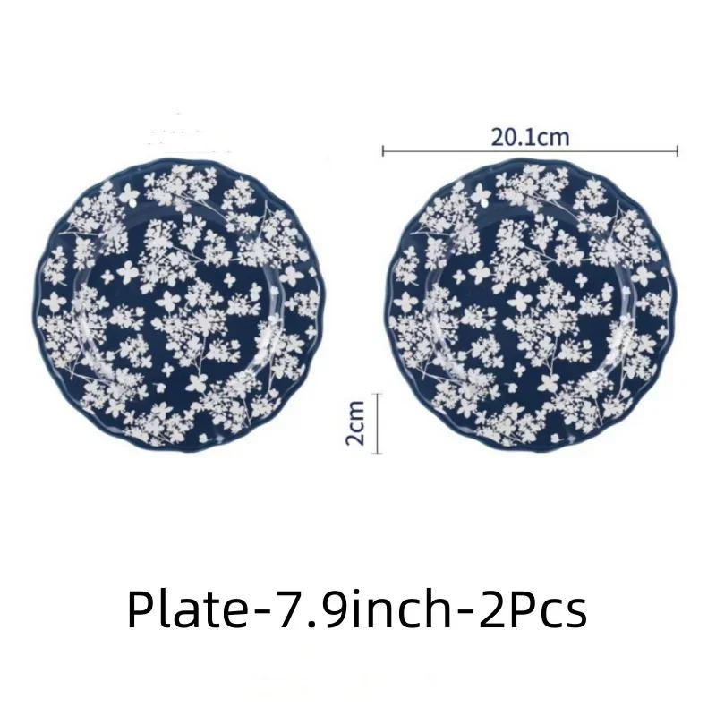 Chinese Ceramic Bowls Plates Retro Tableware Ramen Bowl Steak Dish Dessert Salad Plate Dinnerware Household Decor