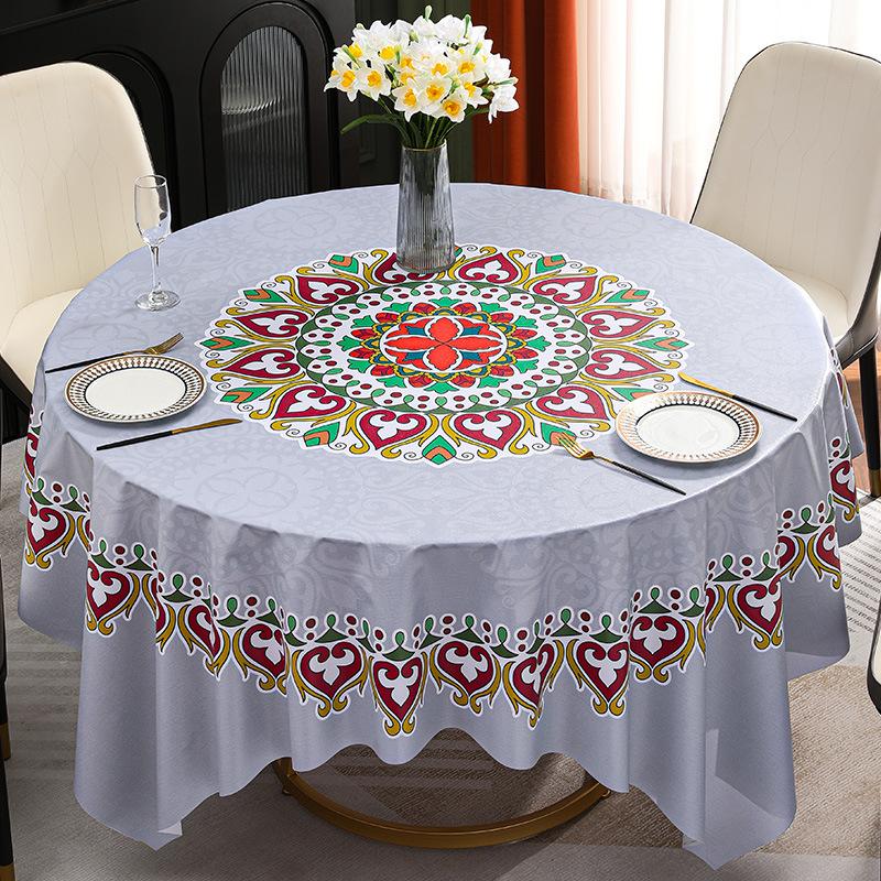 Light Luxury Simple 180Cm Large Round Tablecloth Waterproof, Oil-Proof And Anti-Scalding Pvc Dining Table Mat Hand-Painted Tablecloth