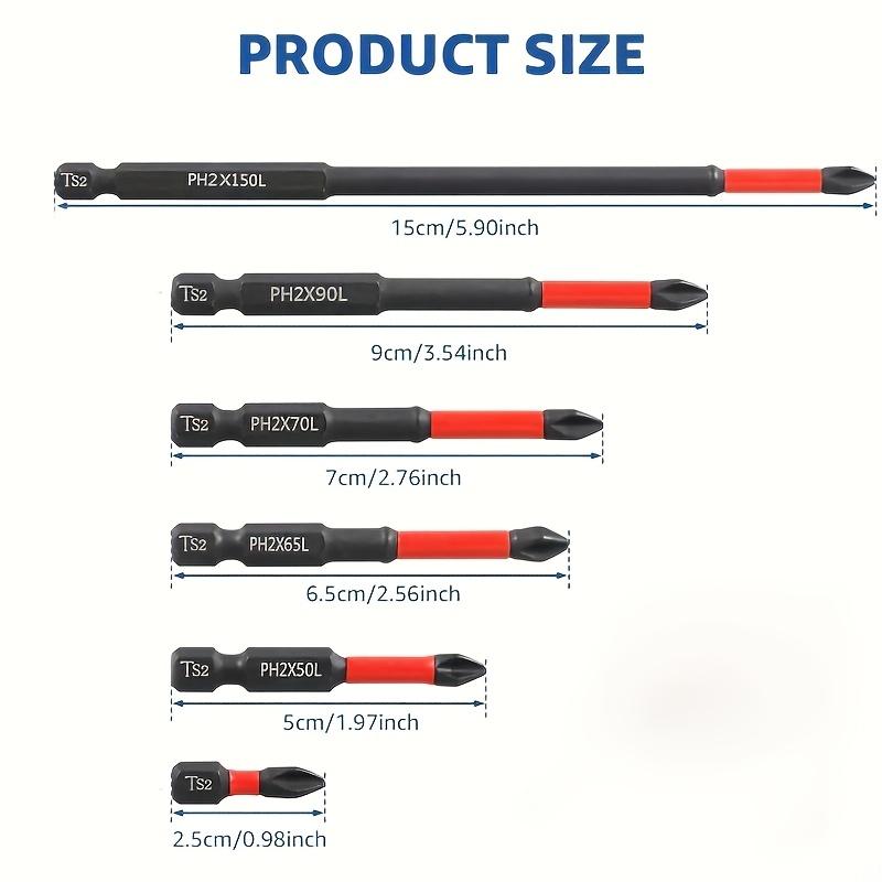 

Набор из 6 шт. магнитных крестовых насадок PH2 с противоскользящим покрытием 25-150 мм, головки отверток высокой твердости, инструмент для электрической отвертки 6pcs