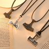 Colar com Pingente de Machado de Batalha Runa Viking Martelo de ThorRetrô Colar Longo Corrente de Suéter