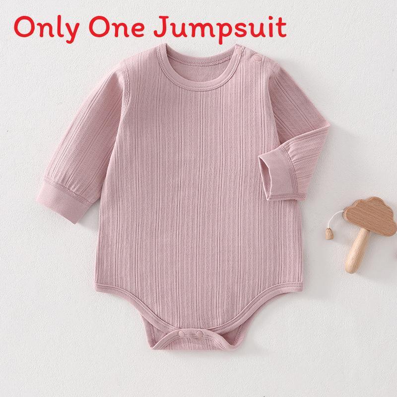 Baby Cotton Long Sleeve Footed Romper With Bone Free Jacquard Design For Newborns And Infants