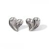 Gold-Plated Titanium Steel Heart Stud Earrings & Collarbone Chain Jewelry Set for Women in European American Style.
