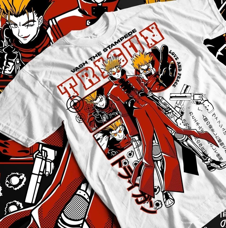 Trigun Vash The Stampede Moon Tshirt Anime Unisexga Tee Japanese Shirt White S
