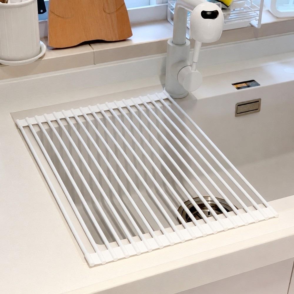 Silicone Silicone Over Sink Dish Drainer Roll Up Drain Basket Drain Grille Kitchen Sink