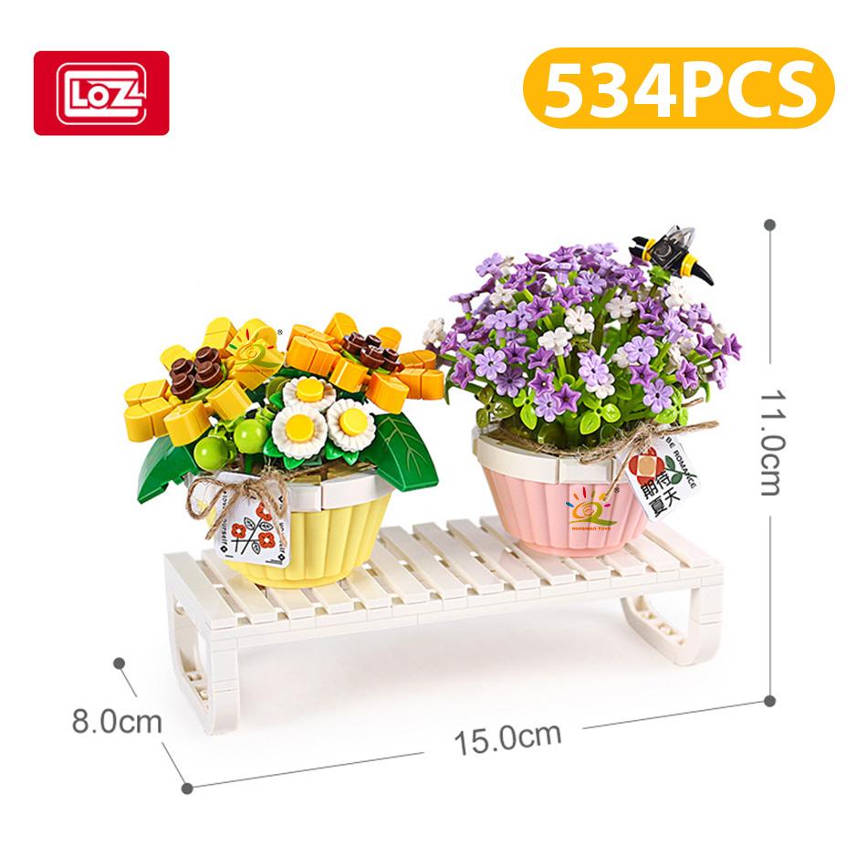 

Non-Toxic Loz Tulip Sunflower Immortal Flower Potted Mini Model Building Blocks Micro With Flower Racks Bricks Home Decoration Toys Adult NO BOX