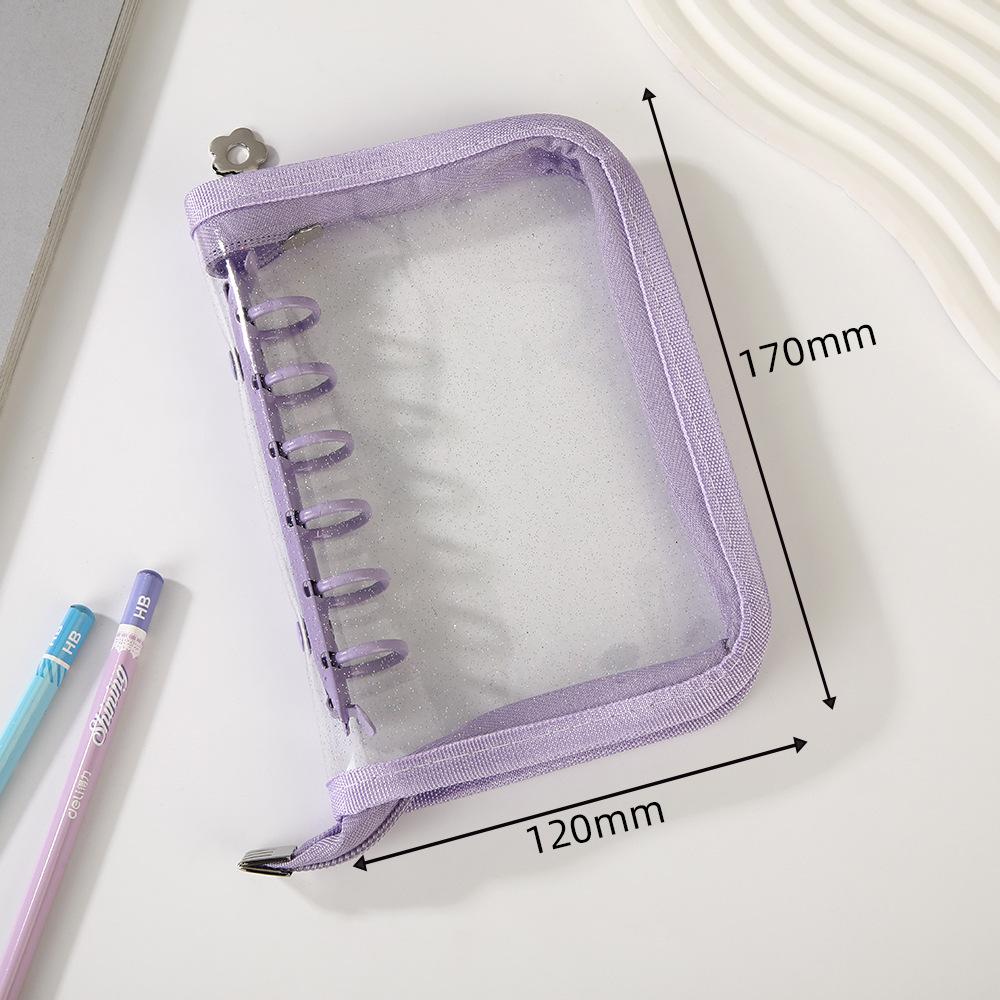 A7 Glitter Laser Star Zipper Binder Photo Card Collection Book Postcard Organizer Diary Notebook School Stationery