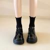 Platform small leather shoes New autumn and winter lace-up women's shoes Single shoes Versatile black