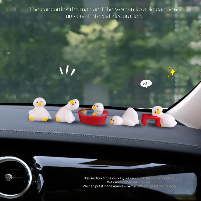 Cute Mini Duck Figurines Car Dashboard Accessories Fun Animal Car Rear View Mirror Decor Interior Ornaments Home Car Gifts
