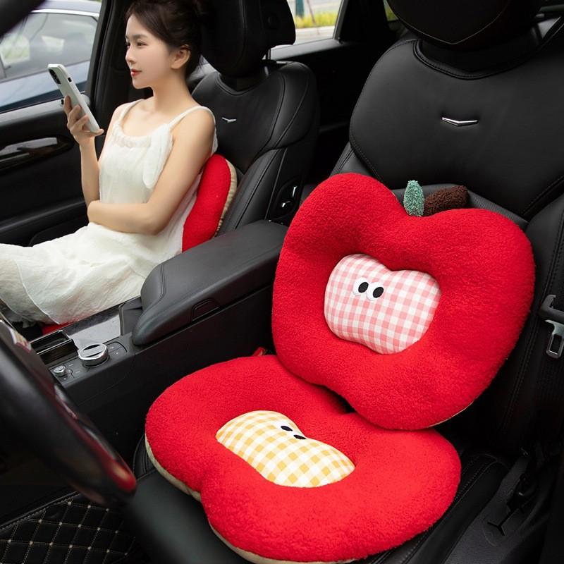 Cute Apple Seat Cushion With Soft Short Plush For Office And Home Comfort Enhancing