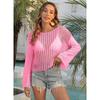 Women's Hollow Woven Short Loose Flared Sleeve Beach Smock Top
