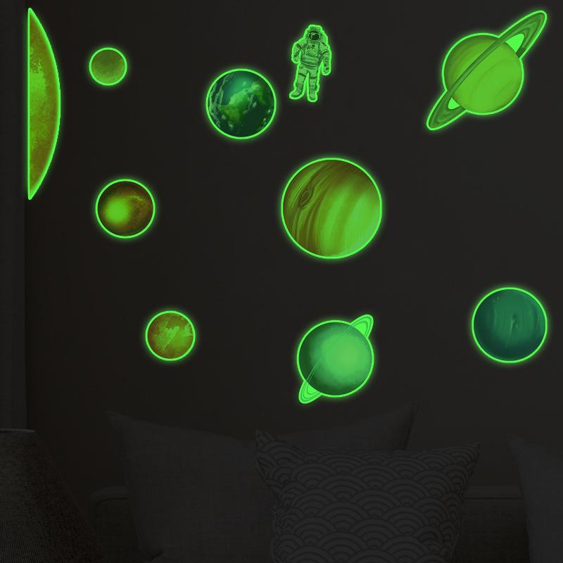 

Звездное небо, звезда планеты, флуоресцентная наклейка для украшения детской спальни, клей из ПВХ с луной, наклейка на ночник, наклейка на стену