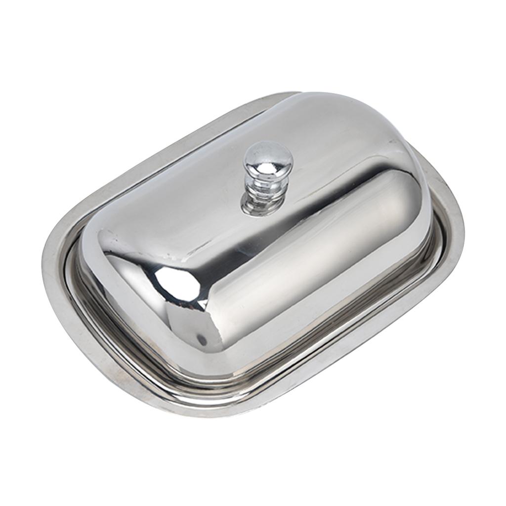 Stainless Steel Butter Dish HighGloss Dessert Bread Cheese Cake Box Food Storage Box with Lid