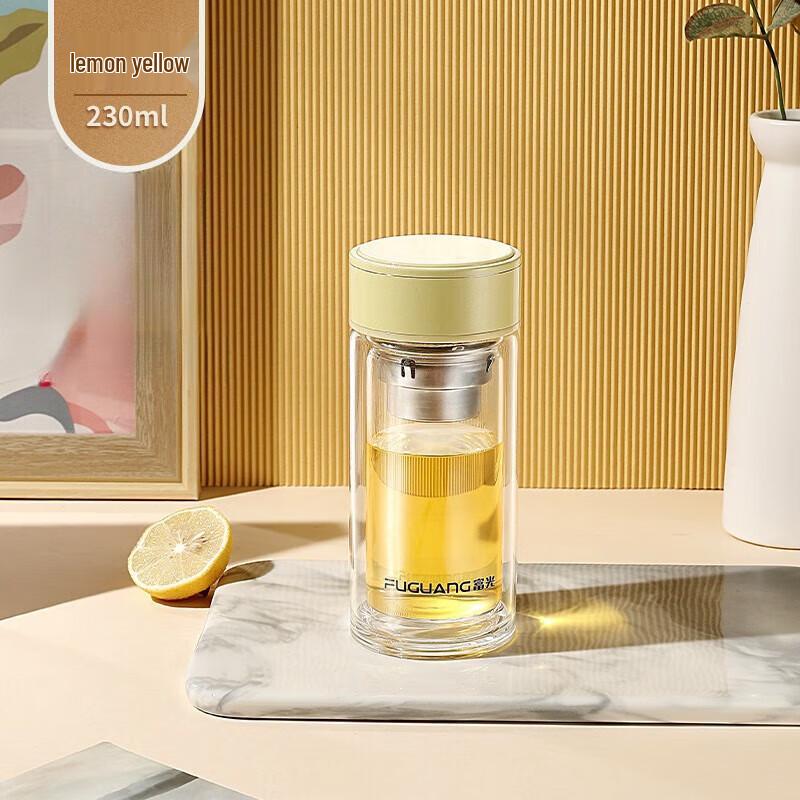 FUGUANG G2137-SH Zhengyuan Double-Layer Glass Tea Infuser Cup, 230ml