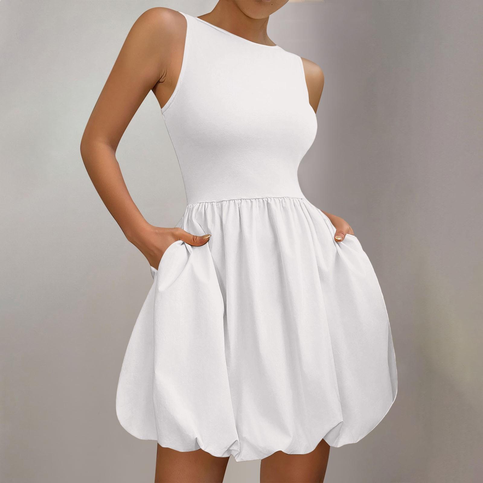 

Женское платье-солнце, летнее, повседневное, однотонное, А-силуэт, без рукавов, топ-платье S