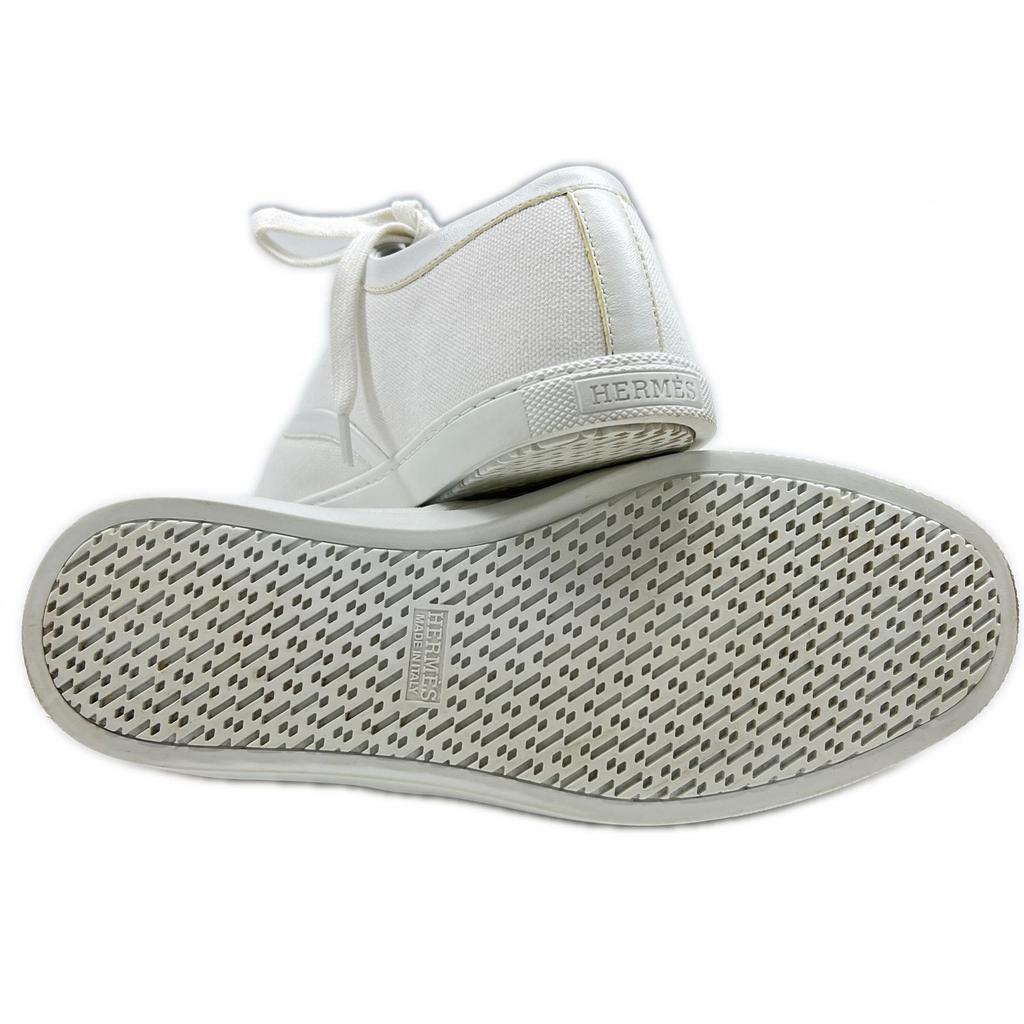 Tolle HERMES Low-Cut-Sneaker Innocent Logo Stickerei weißes Canvas Damen 37 241180Z Gebraucht