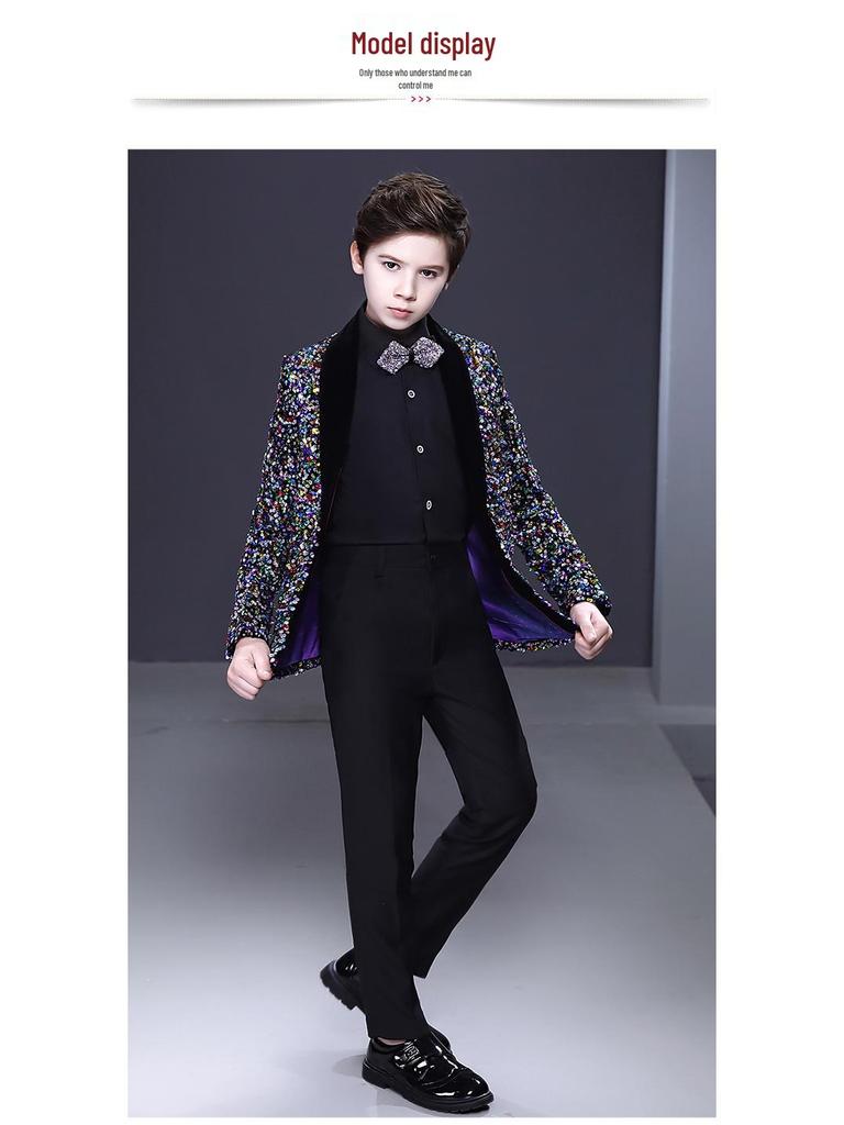 Children's Sequin Suit for Boys - Formal Wear for Stage, Flower Boy, or MC Events