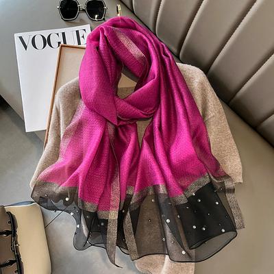 Luxury Shiny Diamond Scarf Silk Women Hijab Soft Wool Shawls and Wraps Large Thin Scarves Foulard Female Bufanda New