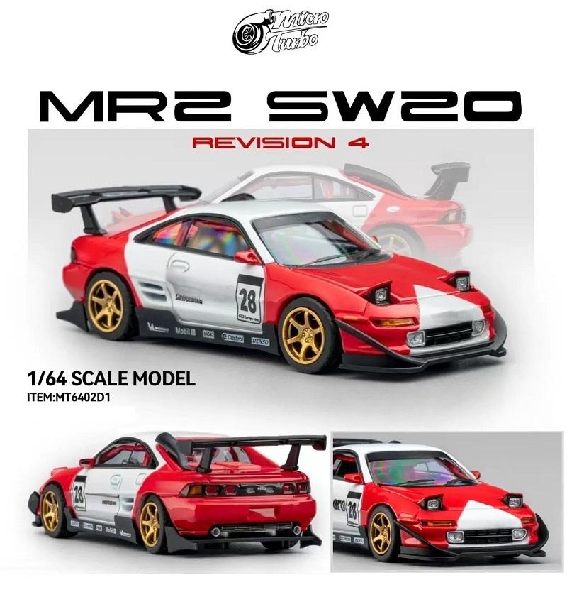 Micro Turbo 1:64 Mr-2 Sw20 Revision 4 Rotweiß #28 Diecast Modellauto gray
