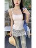 2026 Frühling/Sommer Koreanischer Stil Schlankes Spitzen-Patchwork-Camisole-Tanktop