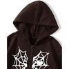 Women S Fall Winter Fleece Hooded Zip Up Cardigan Sweatshirt Spider Web Heart Print