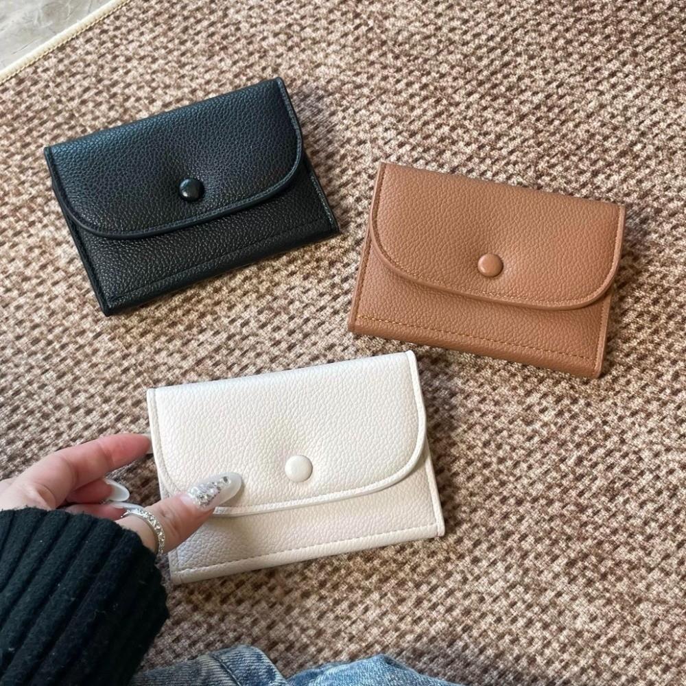 Elegant Lychee Grain Coin Purse Ultra Thin PU Leather Card Holder Women Short Wallet Outdoor