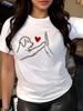 Women's Casual Short Sleeve T-Shirt with Cute Cartoon Dog