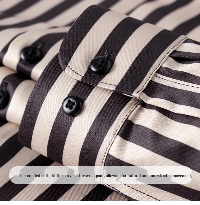 Men's 2618 Striped Stretch Wrinkle-Resistant Casual Long-Sleeve Shirt for All Seasons