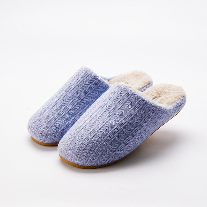 2024 new Japanese home cotton slippers winter stepping on shit feeling thickened non-slip couple fluffy thick-soled confinement shoes men