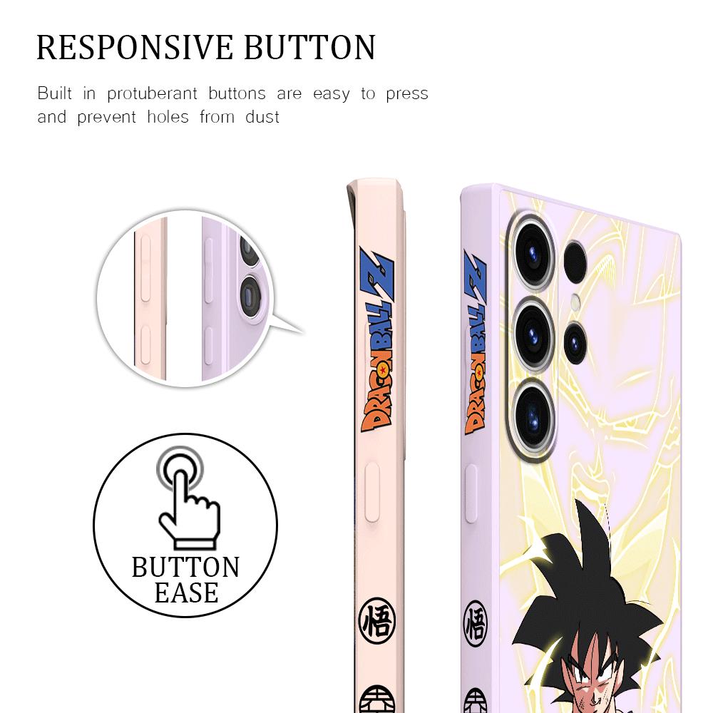 Square Liquid Cover Case for Samsung Galaxy S9 S8 Note 20 Ultra 10 Plus S10 S22 S23 Ultra 5G S20 FE S21 Goku D-Dragon Balls
