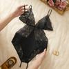 Transparent See-Through Underwear Deep V Open Crotch Nightwear Lingerie Lace Bodysuit  Home