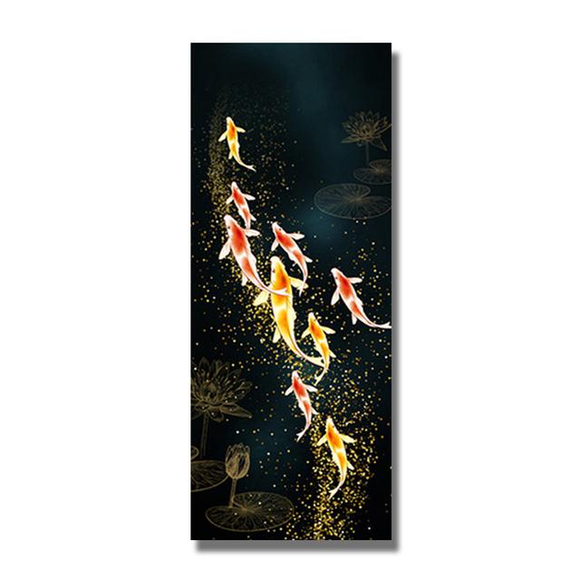 Koi Pesce Feng Shui Carpa Loto Stagno Tela Pittura Moderna Poster e Stampe Immagine di Arte Della Parete per Soggiorno Complementi Arredo Casa Cuadros