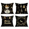 Black Gold Christmas Pillowcase Printed Polyester 45x45cm Throw Pillowcover Decorative Sofa Cushion Pillowslip Home Decor
