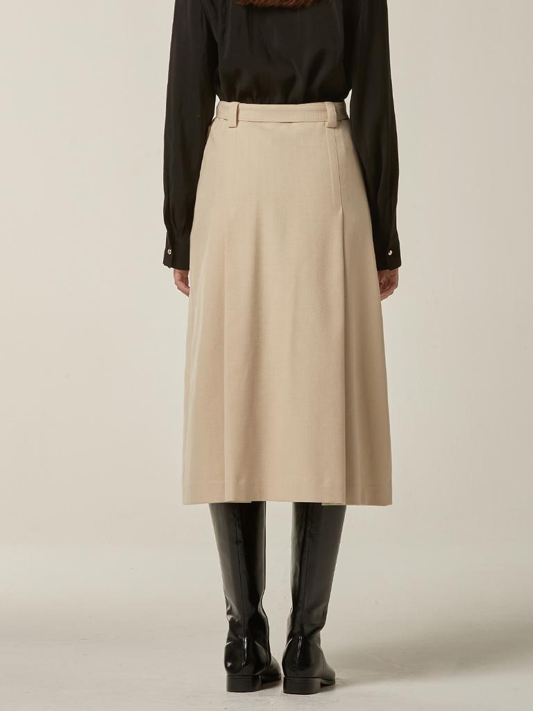 B Muse Mansion Side Tuck Midi Skirt - Light Beige