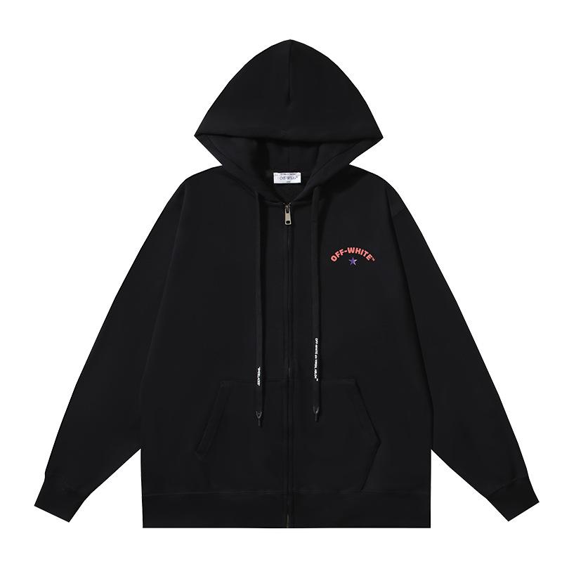 1232 Off-White 2026 Herbst/Winter Neu OW Stern Pfeil Muster Herren und Damen Reißverschluss Hoodie