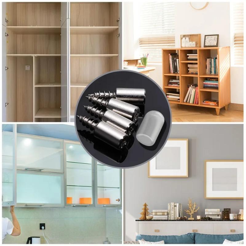 60pcs Cross Self-tapping Screw with Nonslip Rubber Cabinet Board Laminate Support DIY Wardrobe Cabinet Glass Partition Nails