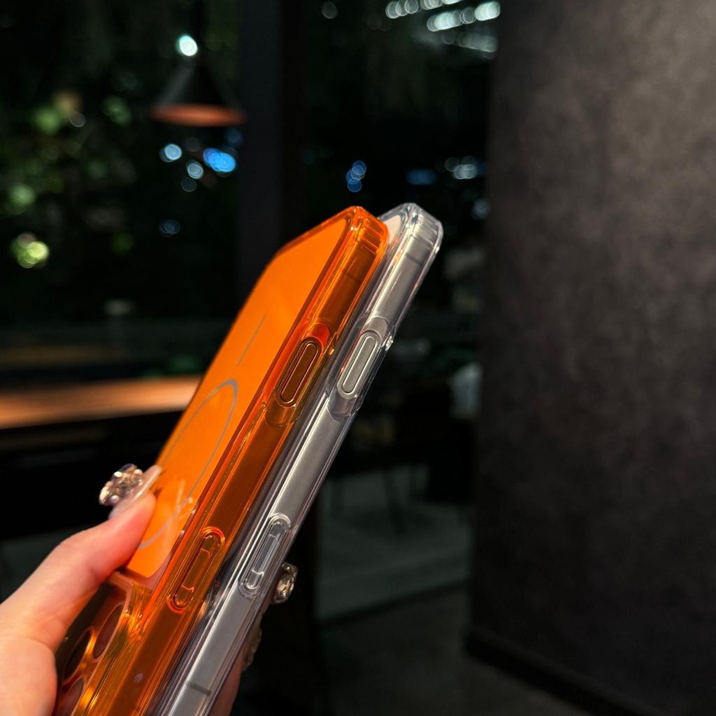 Official Orange Color Backboard For Magsafe Magnetic Phone Case For iPhone 17 Air Pro Max Four-corner Anti-fall Shockproof Cover