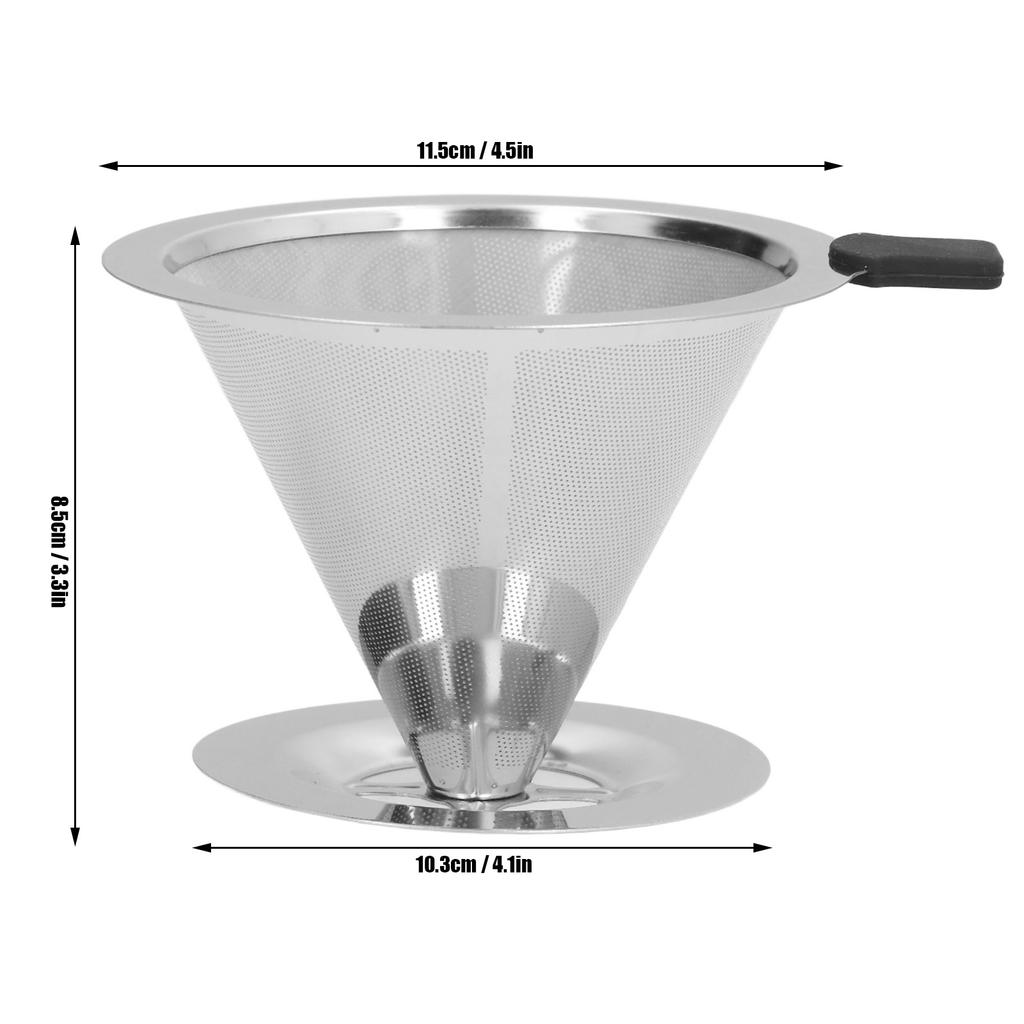 Stainless Steel Coffee Dripper Drip Cone Coffee Filter Reusable Coffee Filter Cup for Kitchen2‑4 Cups