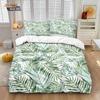 3pcs Green Plant Leaf Printed Down Duvet Cover Set, Multi Size Bedroom And Dormitory Bedding Decoration, Machine Washable