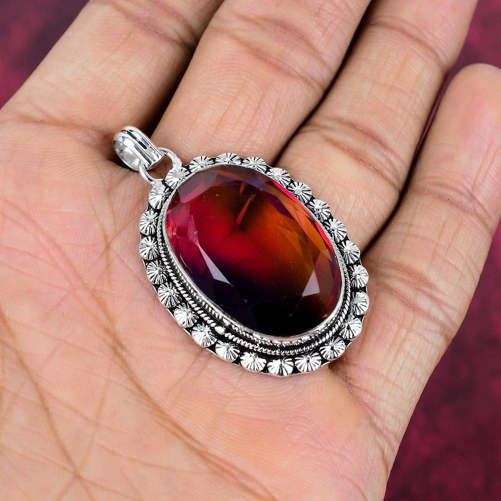 Bi-Color Tourmaline 925 Solid Sterling Silver Pendant, Handmade Gemstone Pendant Jewelry, Gifts For Wife Brand New Pendant