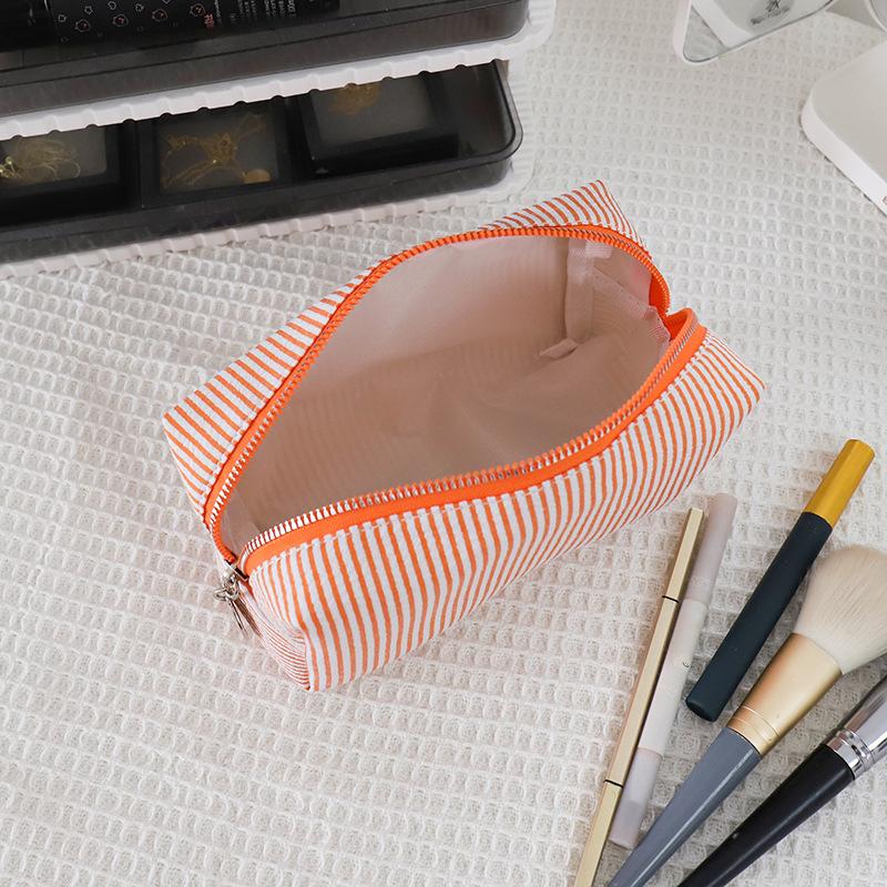 Borsa per Cosmetici a Strisce Fresca Semplice Grande Capacità Borsa per Trucco Astuccio per Matite Borse per Articoli da Toeletta da Viaggio Custodia per Articoli da Toeletta