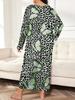 2025 European Plus Size Long Sleeve Butterfly Heart Leopard Print Nightgown