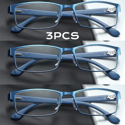 3PCS Titanium Alloy Reading Glasses for Men Ultra Light Resin Lens Presbyopia Glasses Classic Business Eyewear