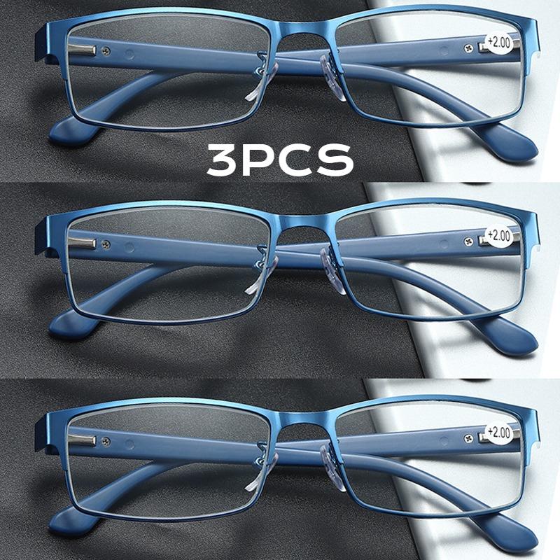

3Pcs Classic Business Reading Glasses For Men Titanium Alloy Frame Readers Eyewear Ultra Light Resin Lens Presbyopia Glasses +4.0