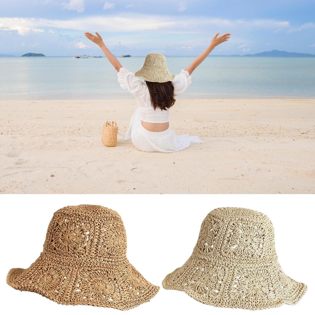 Cute Panama Hat Breathable Bucket Hat Summer Floppy Fisherman Hat Photo Props Vacation Hat Handmade Straw Hat