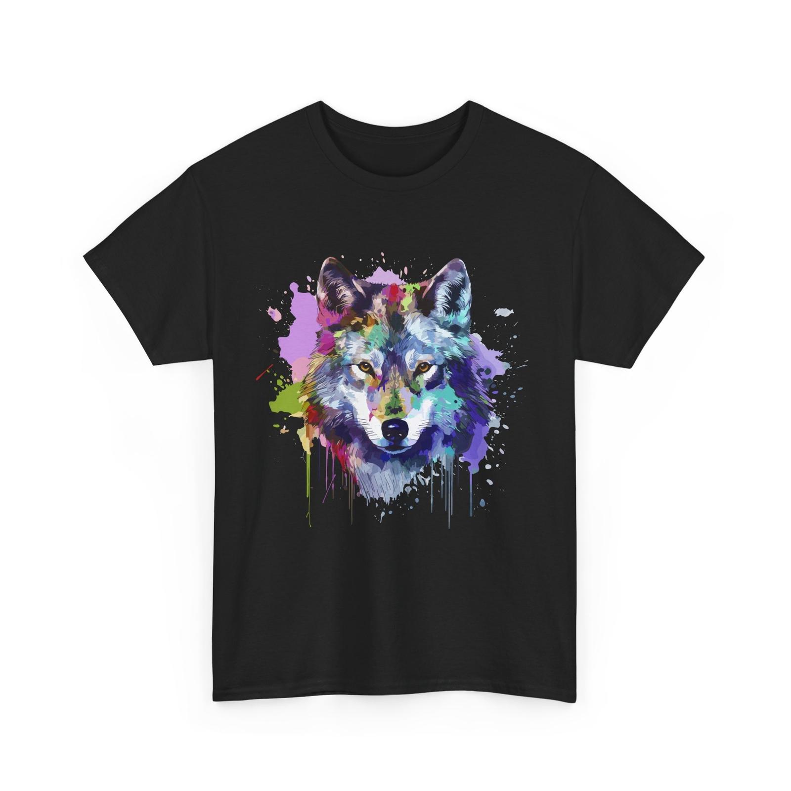 Wolf Face Colorful Shirt, Wolf Animals Lovers Men T-Shirt XXL