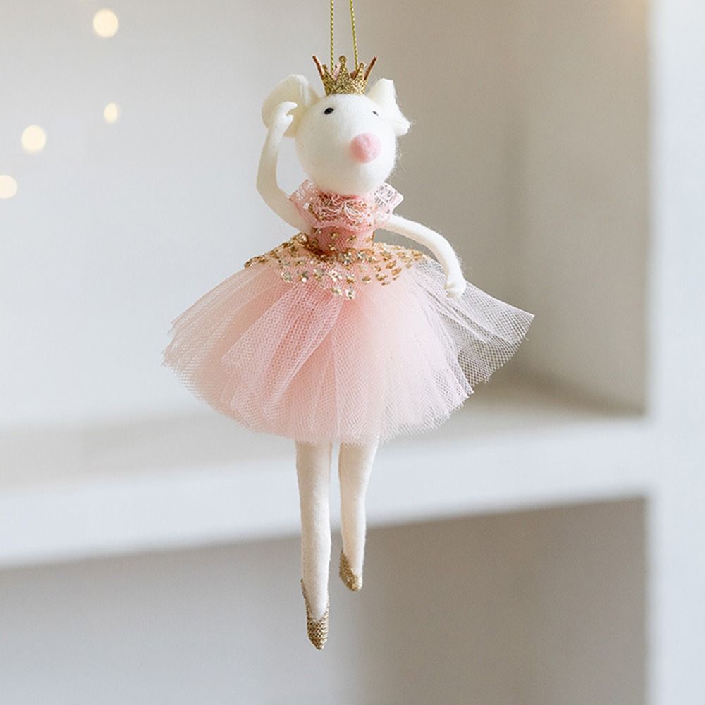 Pink White Christmas Hanging Decorations Plush Toys Xmas Tree Ornaments Hanging Pendants Doll